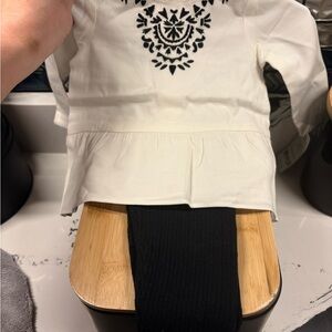 Carter's Cream Top with Black Floral Pattern